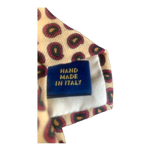 POLO RALPH LAUREN Men's Yellow Print Tie Hand Made in Italy NWT 100% Silk Luxury - Picture 6 of 8